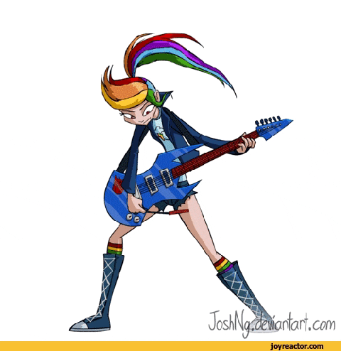 a cartoon drawing of a girl holding a guitar with the website joyreactor.com below it