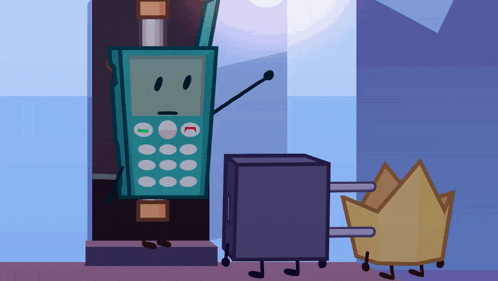 a cartoon drawing of a cell phone with the letter l on the screen