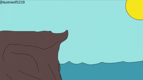 a drawing of a cliff and a cloud that says splash on it