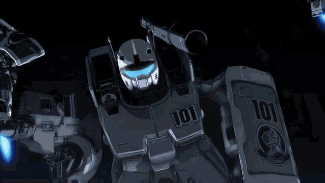 a robot has the number 101 on its chest