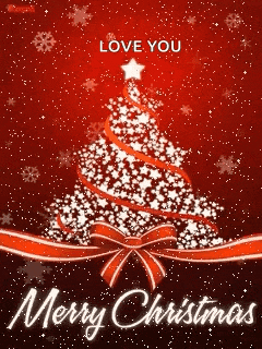 a merry christmas card with a christmas tree made of stars