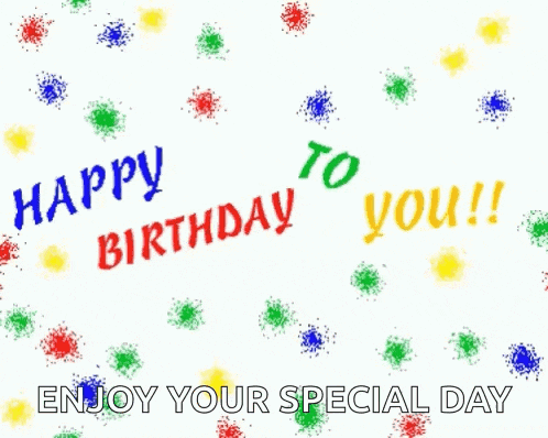 a happy birthday greeting card with two balloons and the words `` happy birthday enjoy your special day '' .