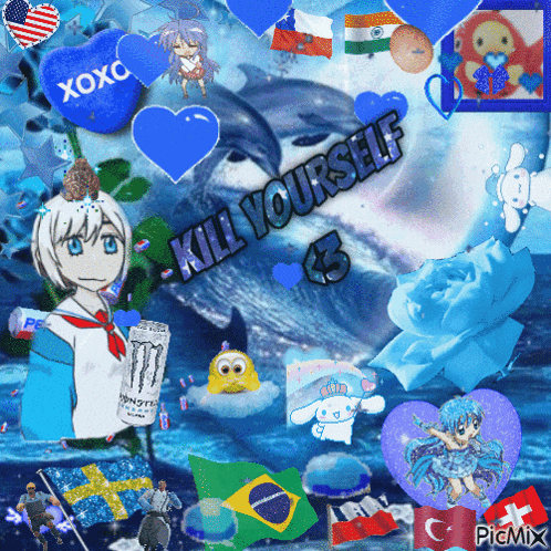 a collage of pictures with a dolphin and the words kill yourself 3