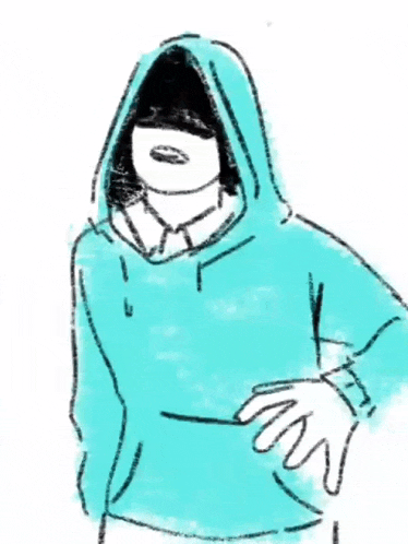 a drawing of a person wearing a hooded sweatshirt