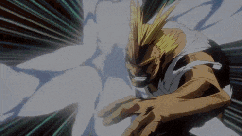 all might from my hero academia is being attacked by a beam of light