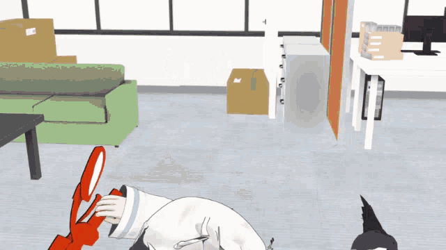 a computer generated image of a person laying on their stomach