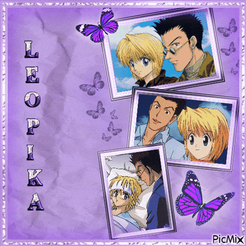 a collage of pictures with purple butterflies and the words leopika