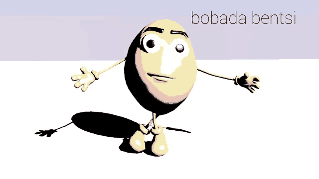 a cartoon character with the words bobada bentsi written on the bottom
