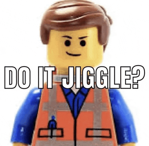 a lego man with the words do it jiggle written on it