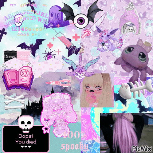 a collage of images with the words oops you died on the bottom right