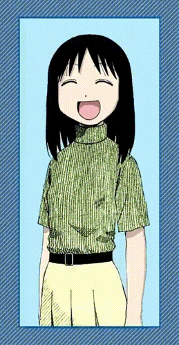 a drawing of a girl wearing a green sweater and yellow skirt