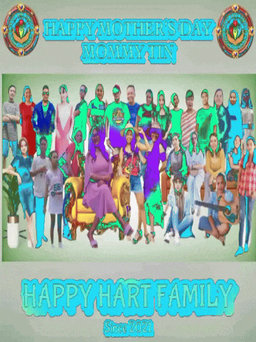 a happy mother 's day greeting card with a large group of people