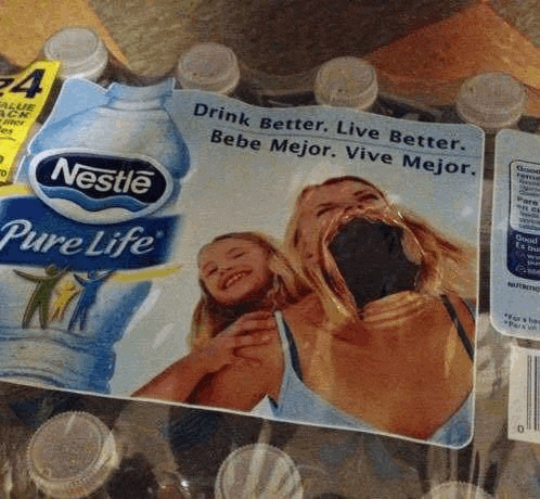 a bottle of nestle pure life water with a label that says `` drink better , live better , bebe mejor , vive mejor ''