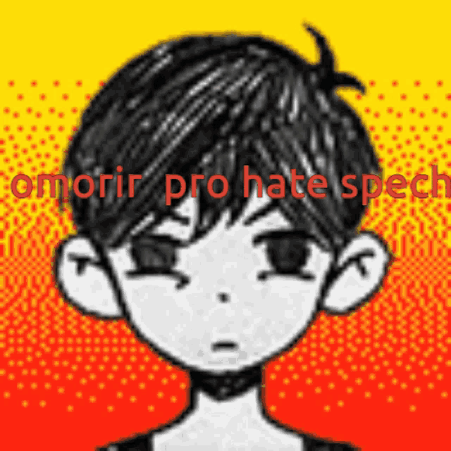 a black and white drawing of a boy with the words omorir pro hate speech on the bottom