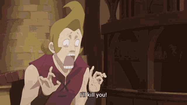a cartoon character says i 'd kill you