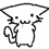 a black and white drawing of a squirrel with wings and a tail .