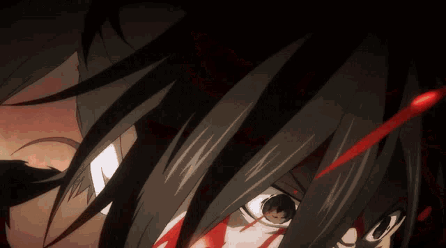 a close up of a person 's face with blood dripping from it