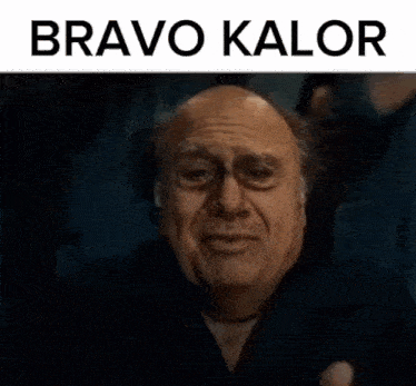 a bald man making a funny face with the words bravo kalor below him