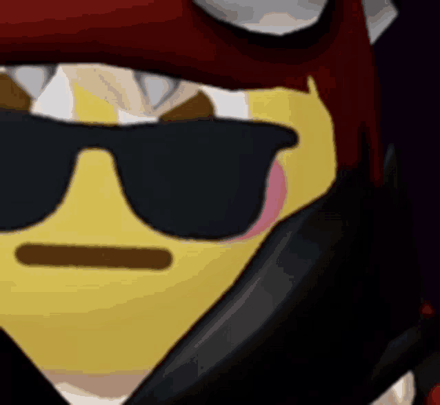 a close up of a person wearing sunglasses and a red hat