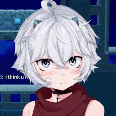 a girl with white hair has a bandage on her nose and says i think u