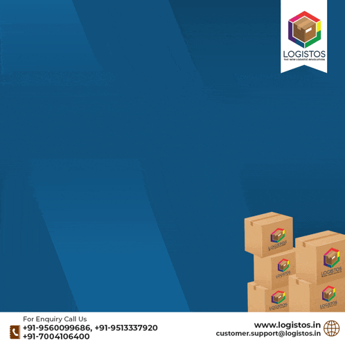 a stack of cardboard boxes with the logo for logistos