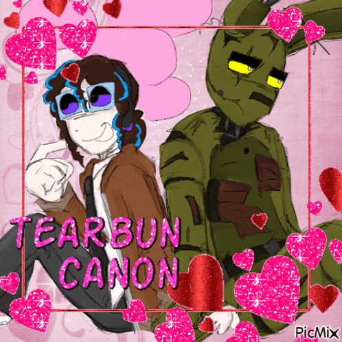 a drawing of a boy and a bunny with the words tearbun canon written on the bottom
