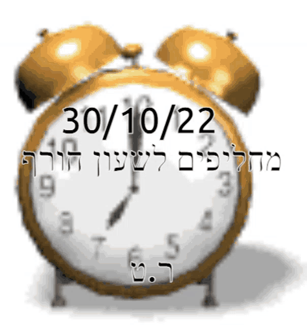 a golden alarm clock with the date 30/10/22 on it