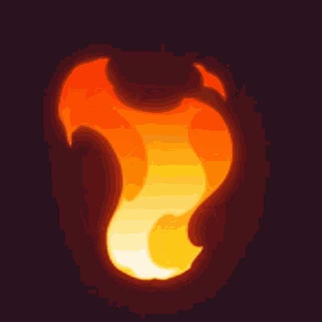 a cartoon flame is glowing in the dark .