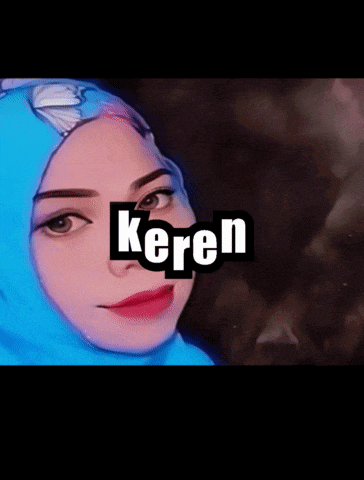 a woman wearing a blue hijab with the word keren written above her