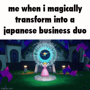 a picture of princess peach in a video game says me when i magically transform into a japanese business duo