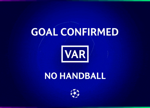 a blue background with the words goal confirmed and var on it