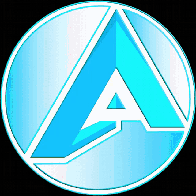 a blue and white logo with the letter a in the middle