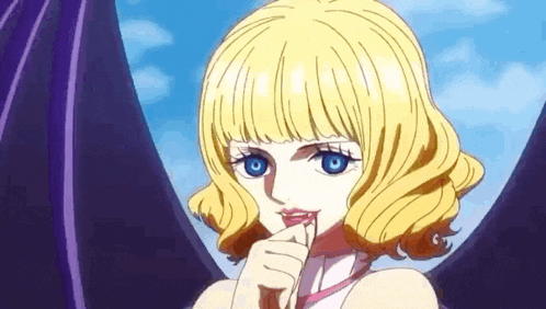 a woman with blonde hair and blue eyes is holding her finger to her lips .