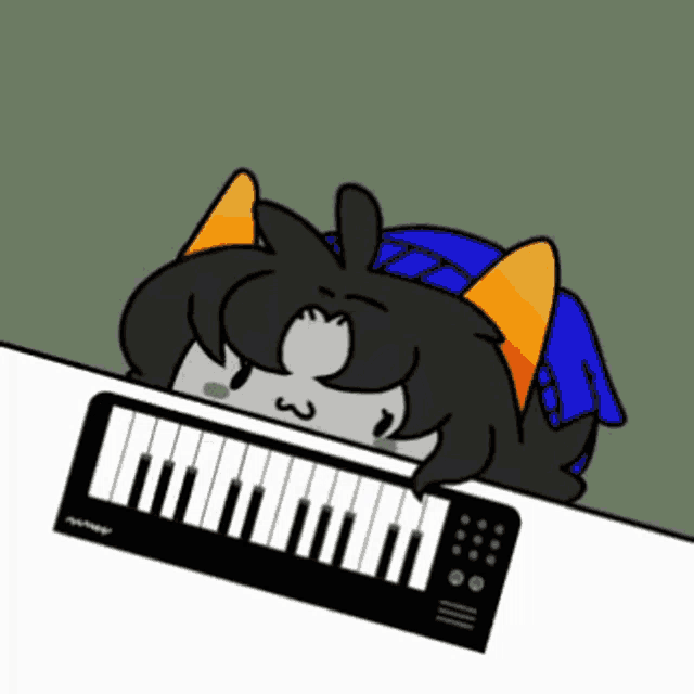 a cartoon cat is peeking over a keyboard that says ' nckey ' on it