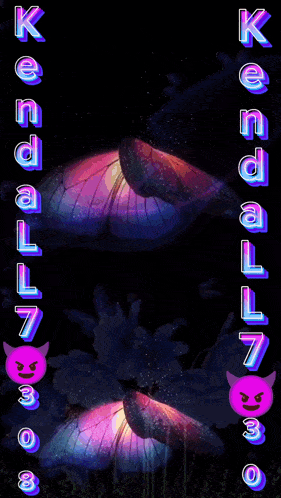 a picture of a woman with a butterfly and the name kendall 7