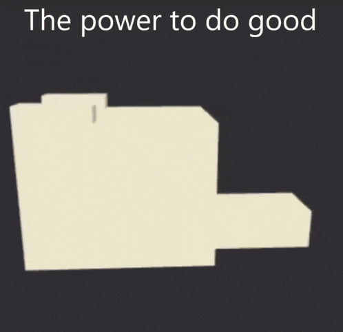 a white cube with a face on it and the words " the power to do good " above it