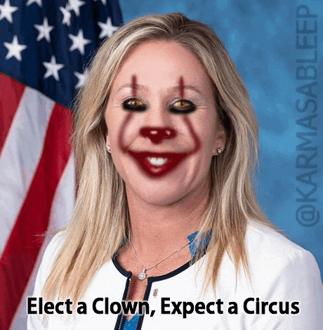a picture of a woman with a clown face painted on her face