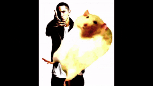 a picture of a man holding a chicken with the word woe written on it