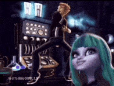 a cartoon of a man and a girl with risottosimp3000.3.0 in the corner