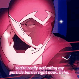 a cartoon character is talking about activating his particle barrier .