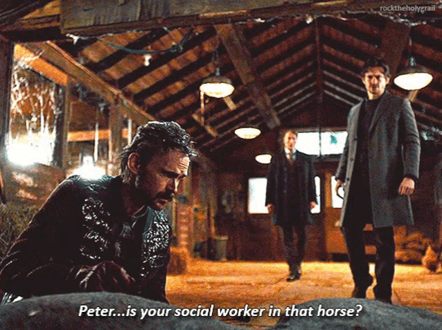 a man laying on the ground asking peter if he is a social worker