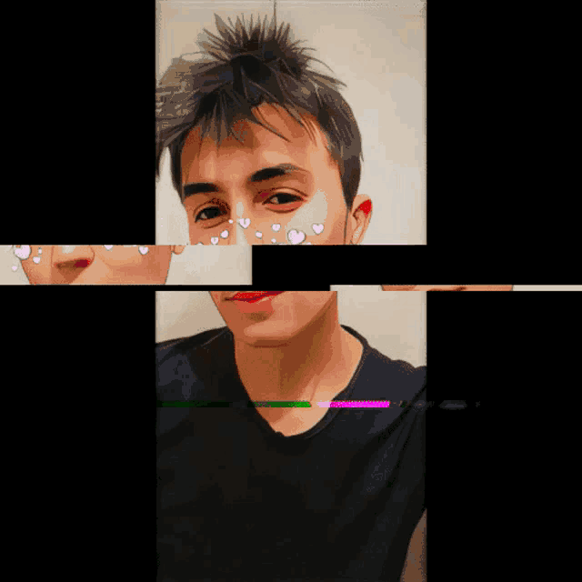 a drawing of a man with a rainbow of colors on his face
