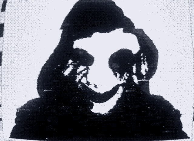 a black and white drawing of a person with a hood on
