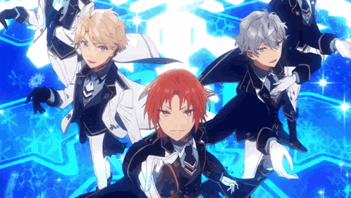 a group of anime characters standing next to each other