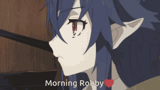 a picture of a vampire girl with the words morning robby written below her