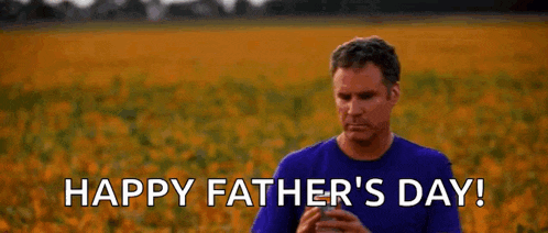 a man is holding a lighter in front of a field of flowers and says `` happy father 's day ! ''