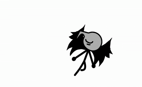a drawing of a bird with wings on a stick on a white background .