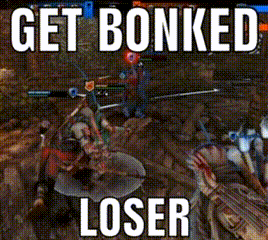 a screenshot of a video game with the words get bonked loser on it