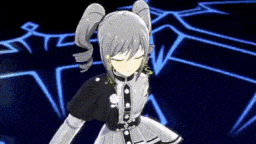 a girl in a black and white dress is dancing on a stage .