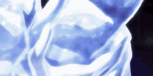 a close up of a blue and white colored item